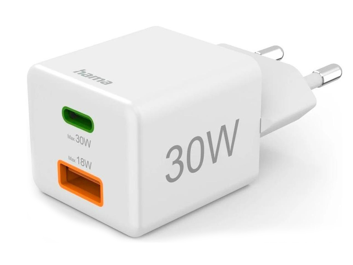 Netzladegerät Hama Mini 30W 1xUSB-C, 1xUSB-A