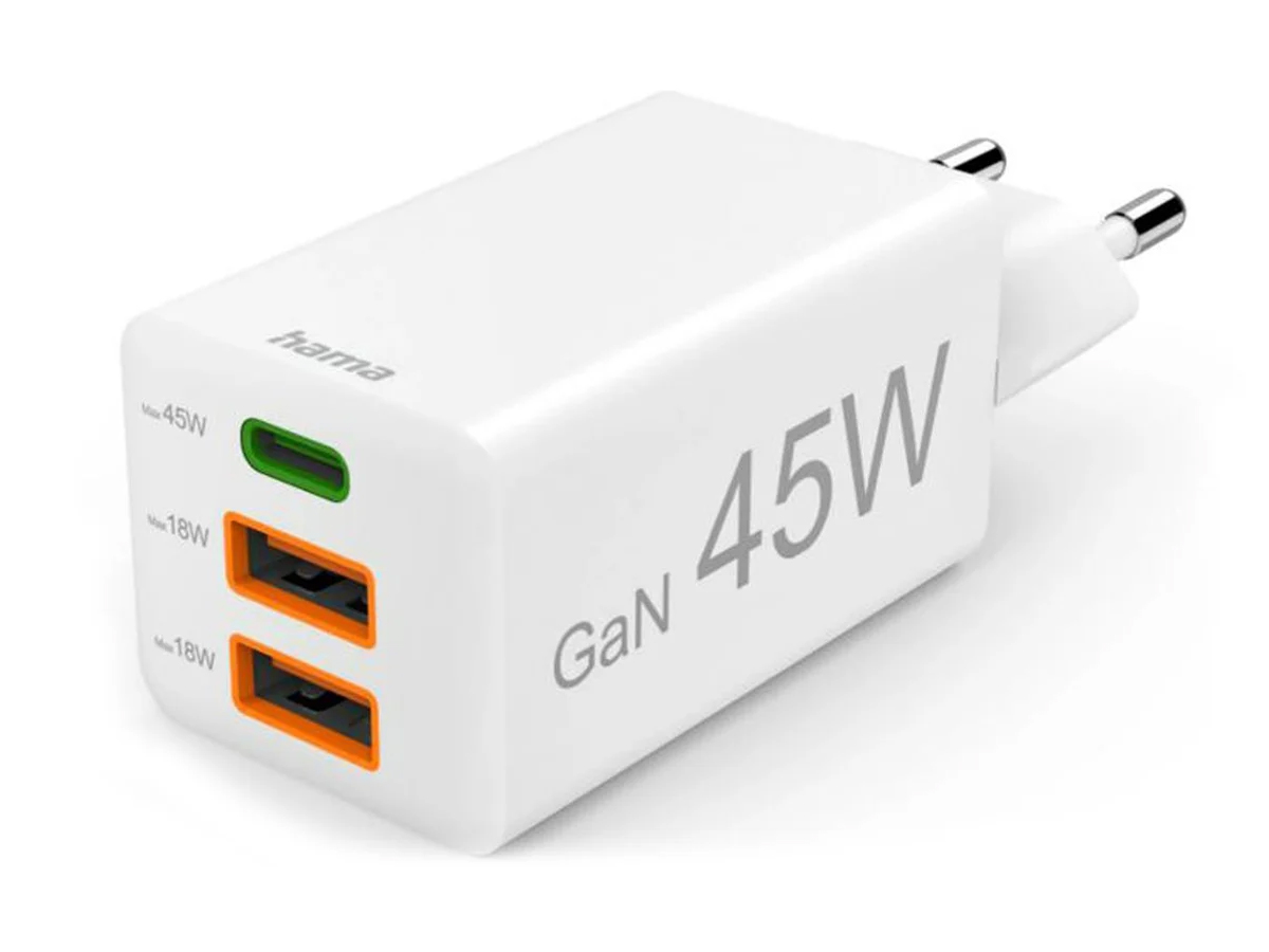 Netzladegerät Hama Mini 45W 1xUSB-C, 2xUSB-A