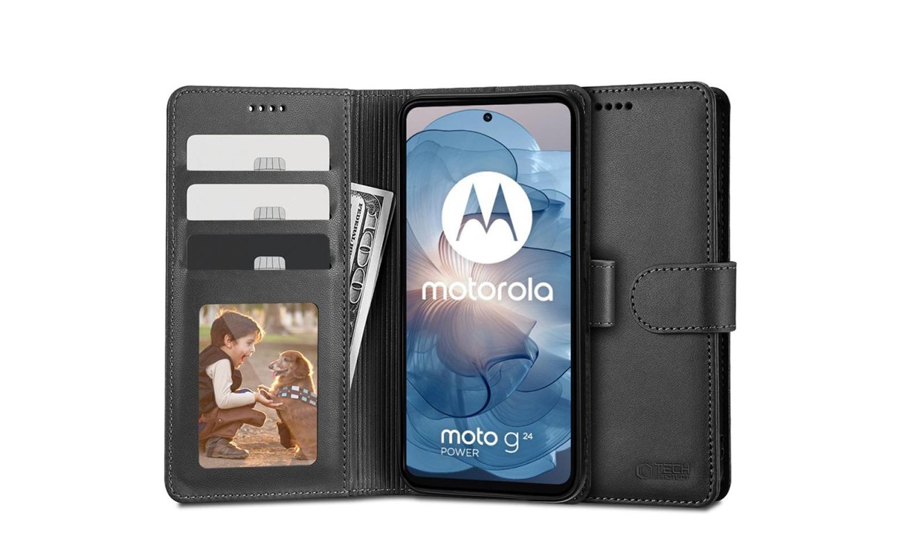 Tech-Protect Brieftasche für Moto G04 / G24 Power / G24 4G schwarz